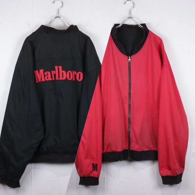 【Caka act2】“Marlboro” Logo Design Vintage Reversible Bomber Jacket