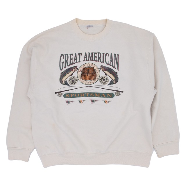 【USED】90s GREAT AMERICAN Fly Fishing Print Sweat グレートアメリカン フライフィッシング プリントスウェット