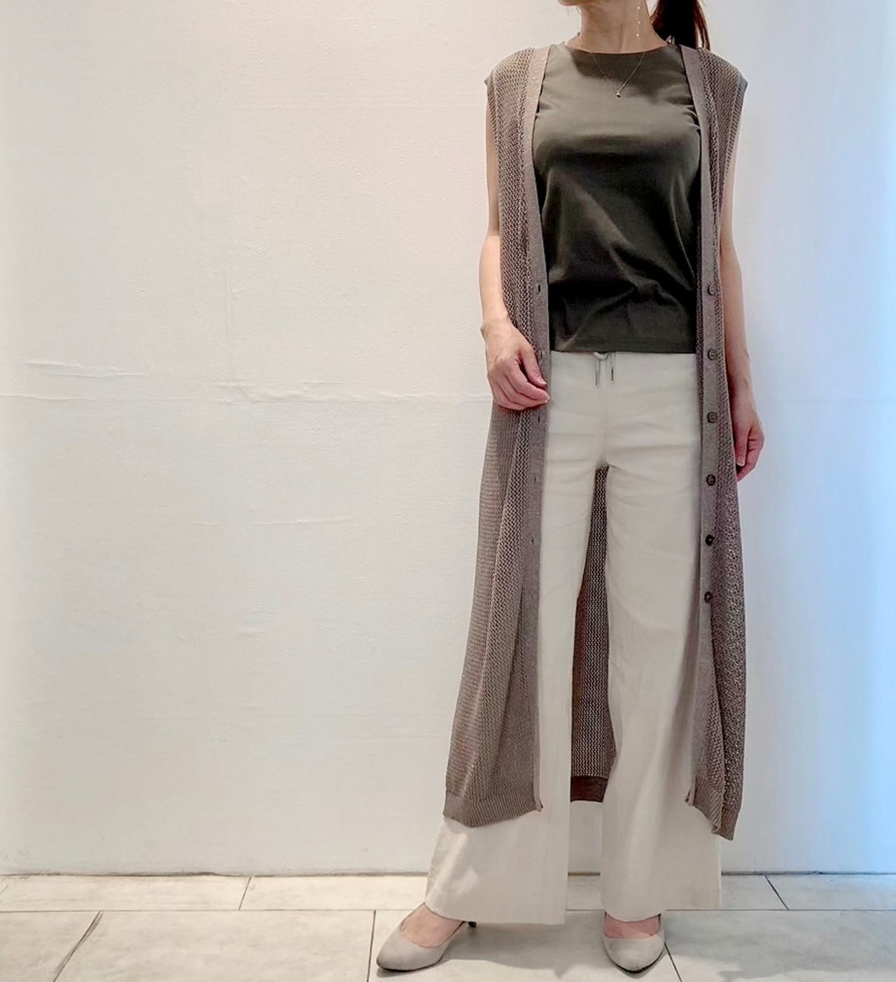 透かし編み2WAYロングジレ〜SUGAR ROSE | selectshop CROSS