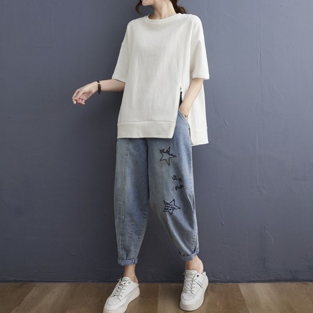 サイドジップ オーバーサイズ Tシャツ 30193
