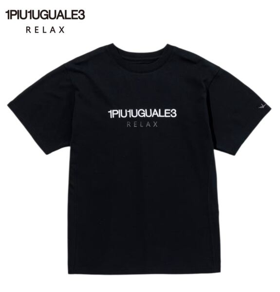 1PIU1UGUALE3 RELAX ウノピゥウノウグァーレトレ リラックス Tシャツ 半袖 リバースロゴ 半袖Tシャツ メンズ トップス ブラック UST-26069