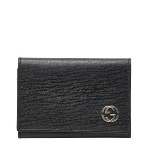 グッチ インターロッキングG 名刺入れ カードケース 306717 ブラック レザー メンズ GUCCI 【中古】
