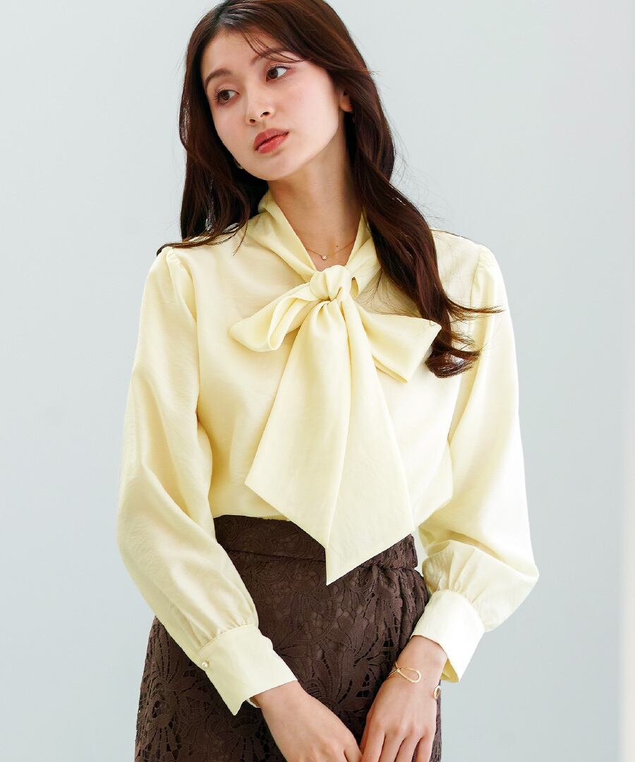 Maison de FLEUR canone わたしを律するボウタイブラウス新品 洗える》正解 リボンボウタイブラウス【CF/クロスファンクション