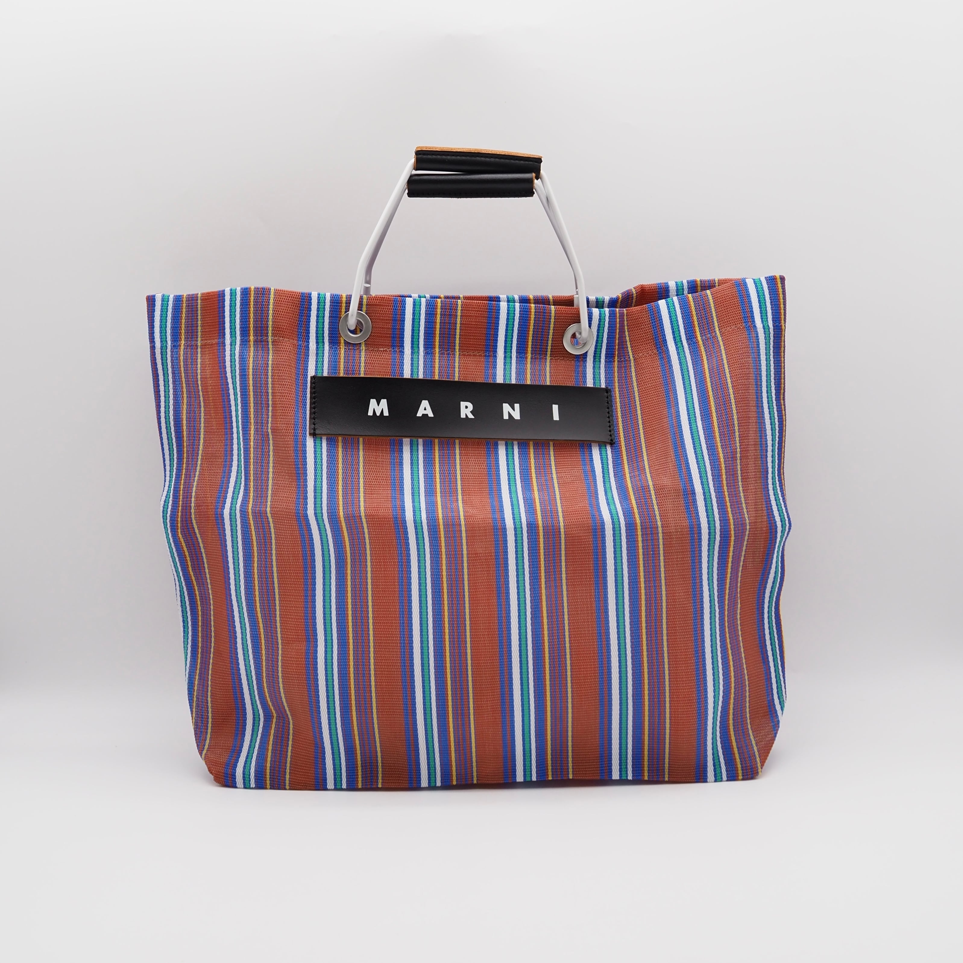MARNI フラワー カフェ トートバッグ ナイロン アルミニウム レザー