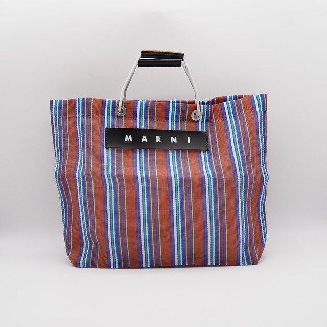 MARNI フラワー カフェ トートバッグ ナイロン アルミニウム レザー マルチカラー マルニ