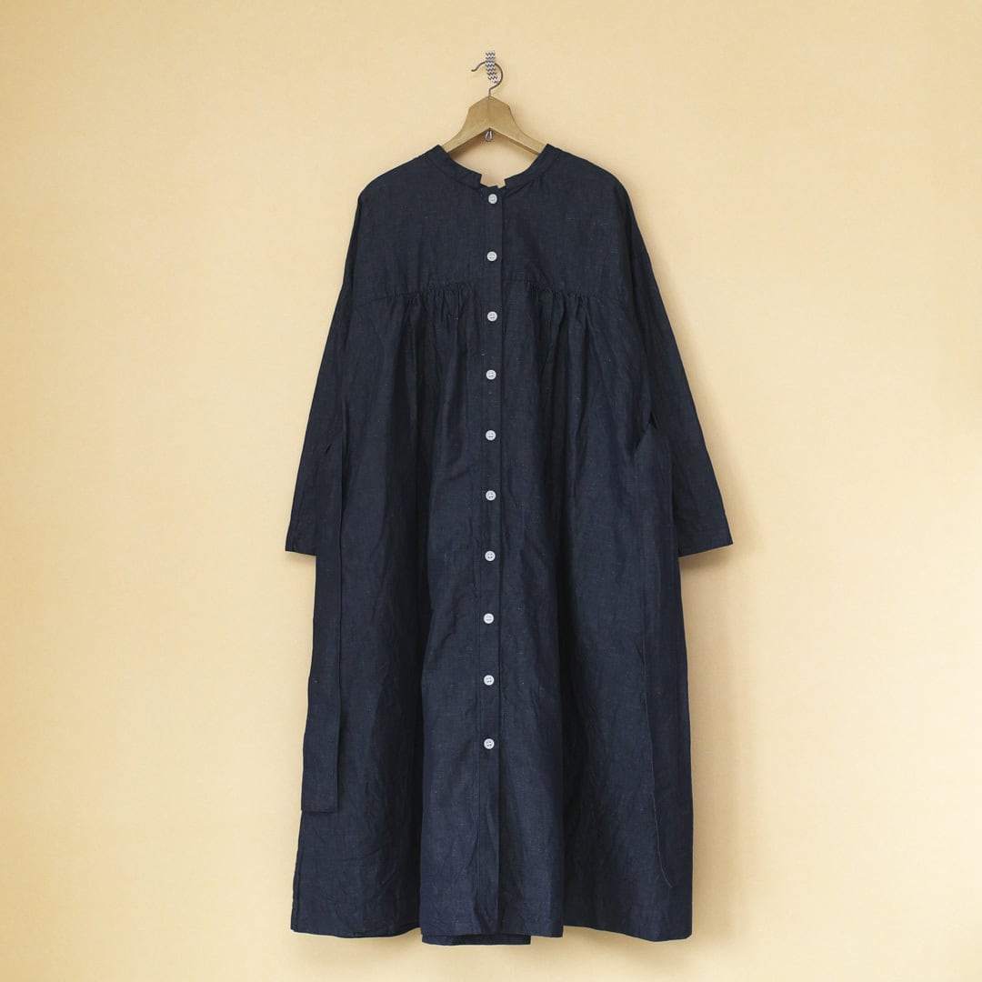 Gauze# ガーゼ G591 フロントタックワンピース・インディゴ