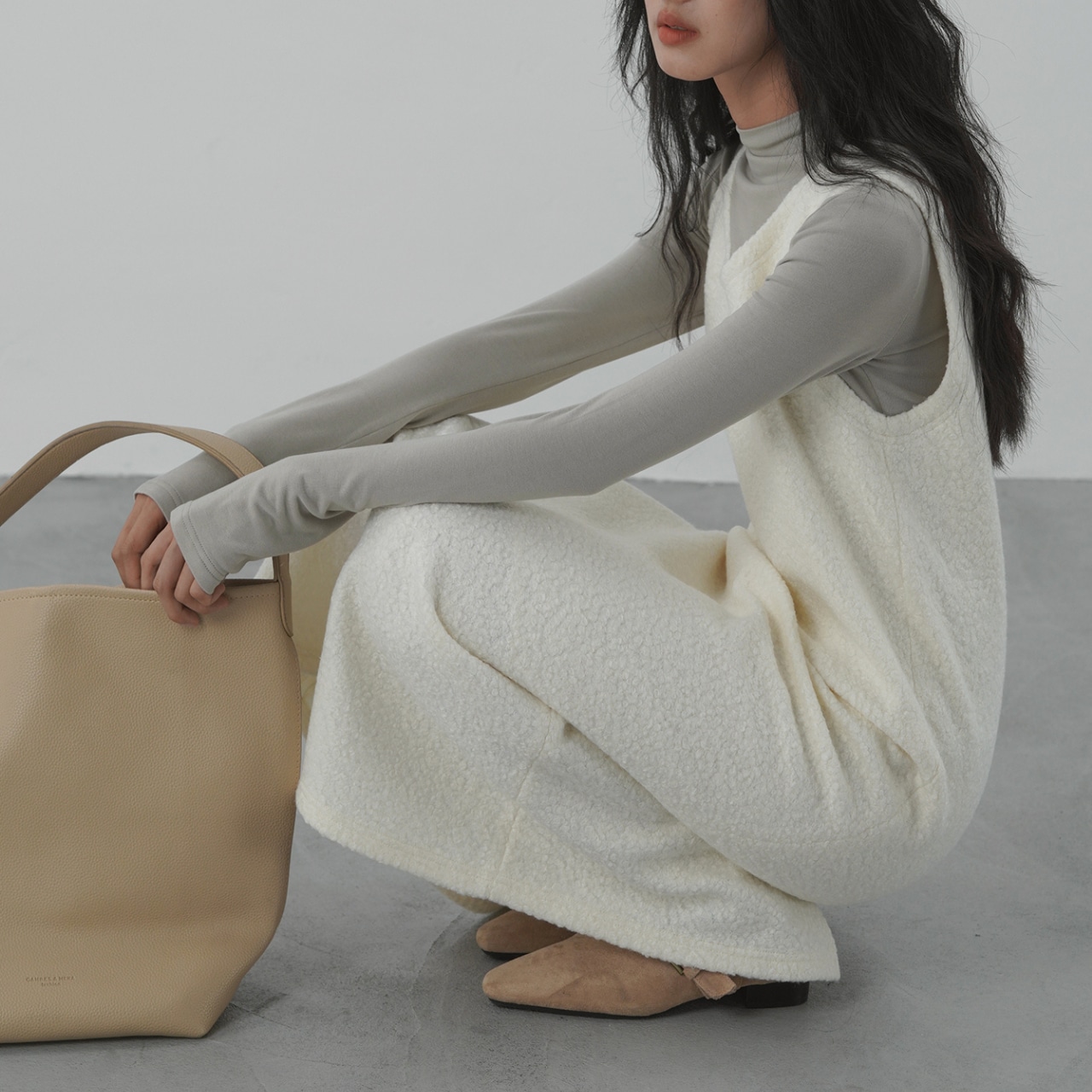 Fluffy Textured Sleeveless Dress T3747