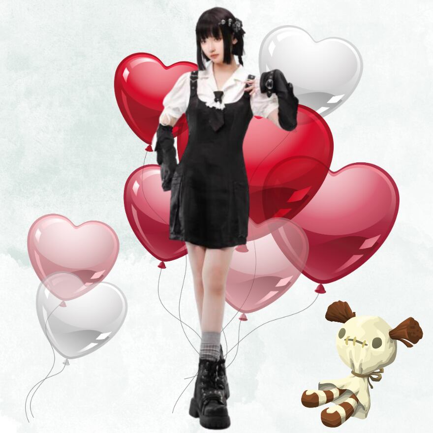 サブカル 服 地雷系 通販 ブランド pinksavior ジャンパースカート love リング ショート丈 ガーリー闇かわいい バンギャ