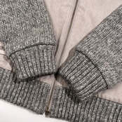 美品 PAPAS パパス フード付き ニット切替 スタジャン 裏フリース ジャケット サイズ 50 L /グレー系/ワッペン付き/メンズ/日本製