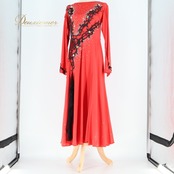 社交ダンス 衣装 ワンピース ドレス 赤 光沢 軽い パーティ 発表会 パーティドレス デモ 薄い ブラック系 レッド系 軽量 おしゃれ デザイン かわいい 上品 女性用 大人用 発表会衣装 フォーマル ダンス用舞台衣装 シンプル