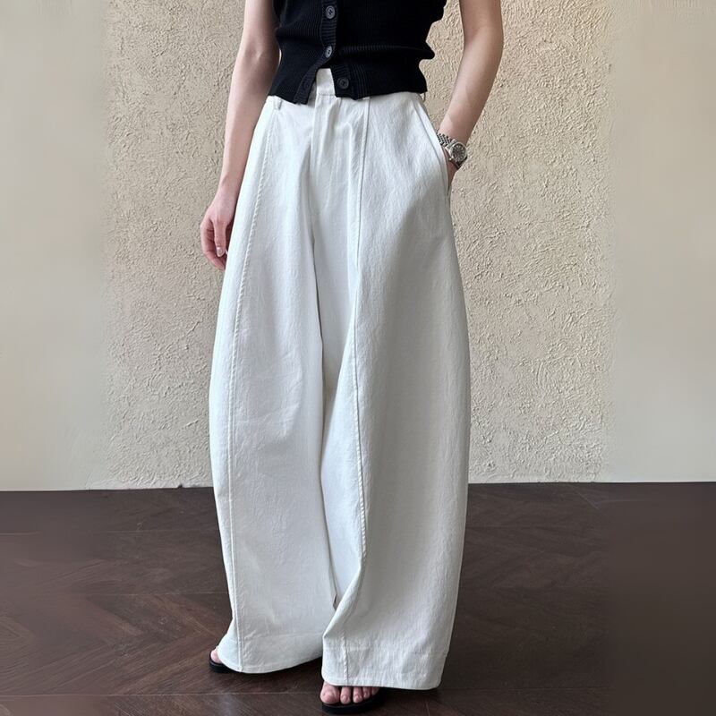 センタープレス ハイウエスト ワイドレッグパンツ ◆2col 204331