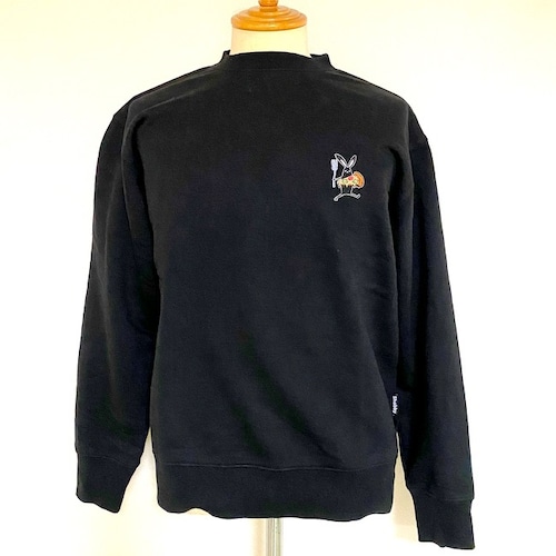Shabby Pizza Embroidery Sweat Black