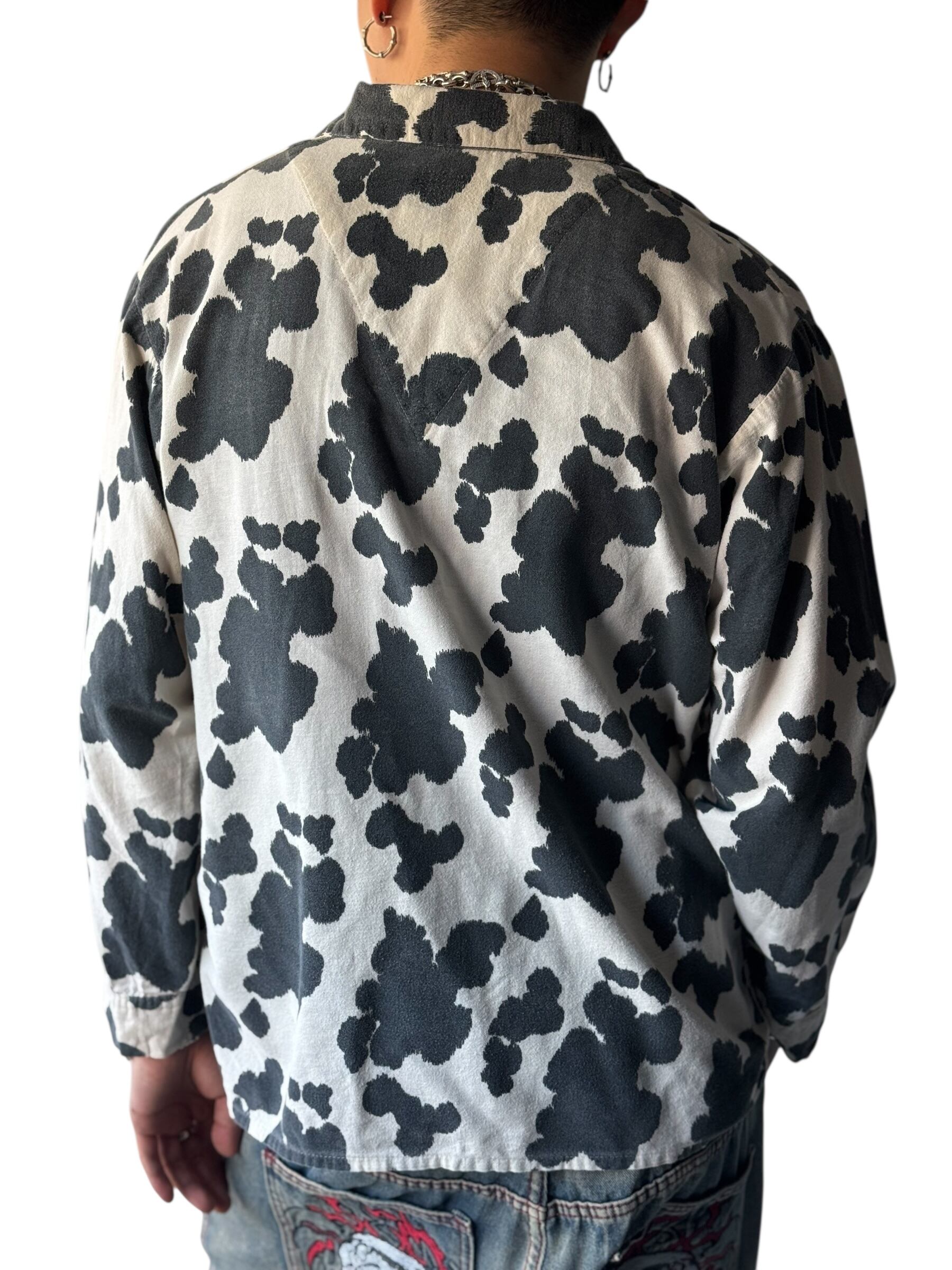 ♾️90's Nick&Nora♾️ cow pattern design pajama shirt MADE IN USA