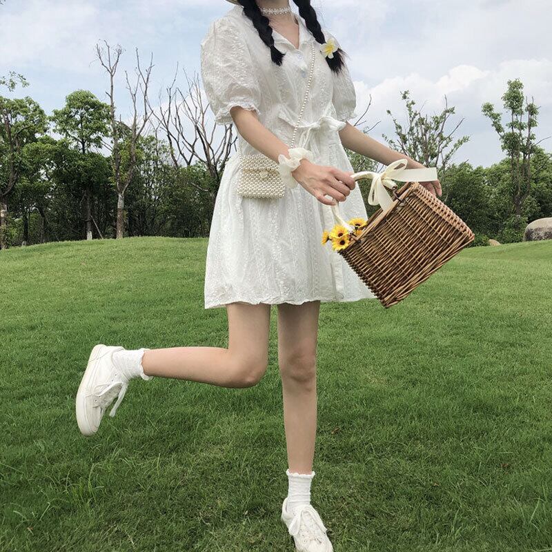 スカート スプリングカラースリーブスリムドレス レース 春物 レースアップ ピュア 萌量不足26659242227