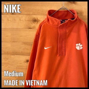 【NIKE】カレッジ クレムソン大学 CLEMSON UNIVERSITY ハーフジップ スウェット プルオーバー スウッシュ 刺繍ロゴ M ビッグサイズ ナイキ US古着