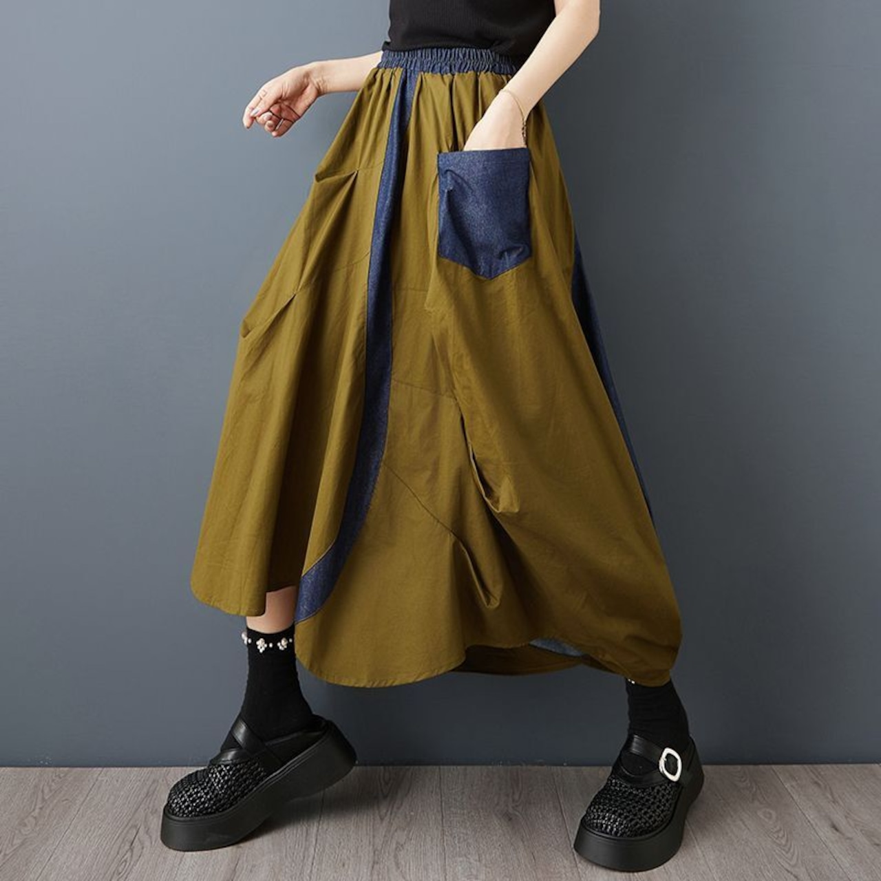 切り替え バルーン フレアスカート 00169