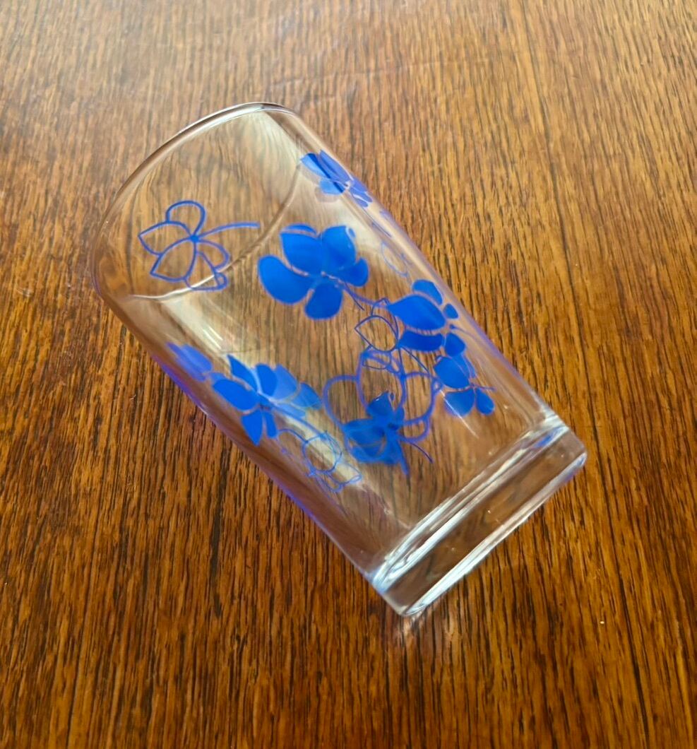 昭和レトロ グラス 青 花柄 ヴィンテージ｜Showa Retro Glass Blue