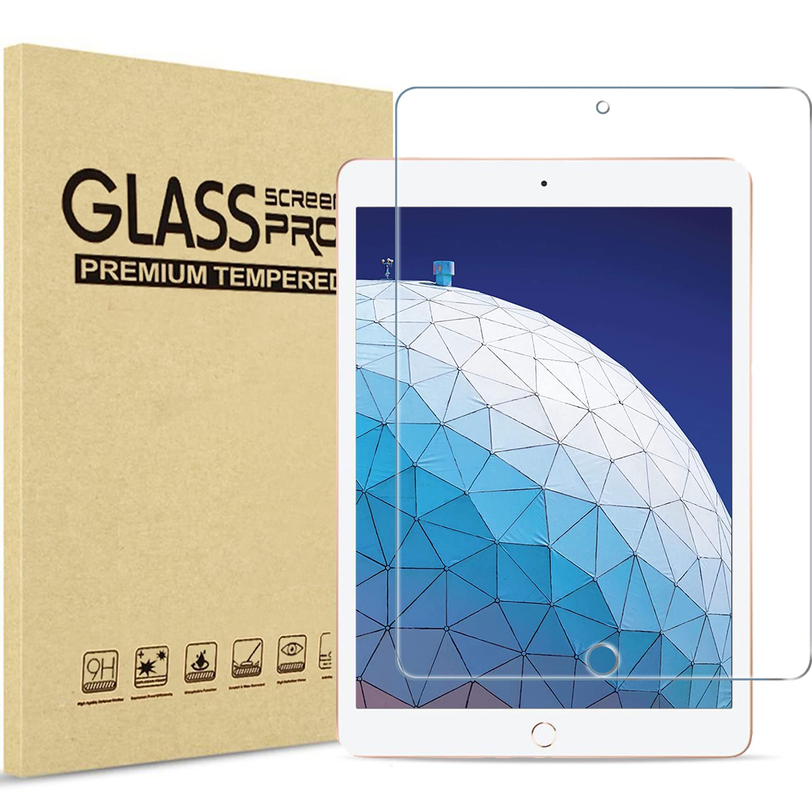 【人気】ProCase iPad Air 第3世代 10.5 2019 / iPad Pro 10.5 2017 専用 液晶保護フィルム 強化ガラス スクリーンプロテクター 対応端末:iPad Air 3/iPad Pro 10.5インチ
