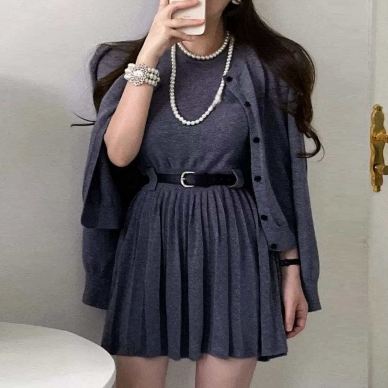 sol.owen] カーディガン＆ノースリーブワンピースセット A-1092 | miie