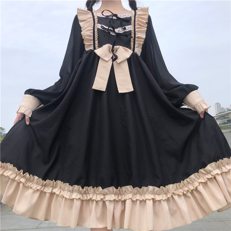 フリル ロリータ ガーリー ゴスロリ メイド服 メイドワンピース 可愛いフリルワンピース 配色ワンピース r065 Rumina Select Shop フリル ロリータ ガーリー ゴスロリ メイド服 メイドワンピース 可愛いフリルワンピース 配色ワンピース r065 Rumina Select Shop