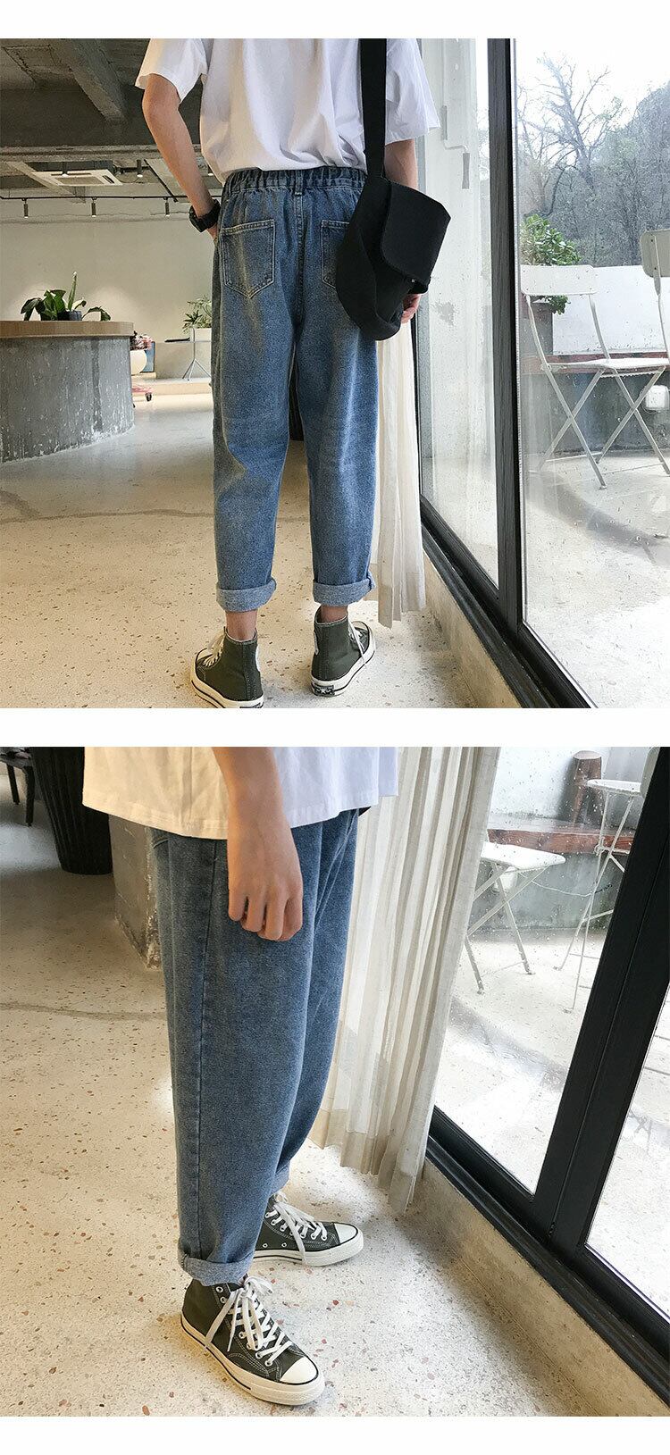 全2色 デニム パンツ ストレート カジュアル 無地 おしゃれ