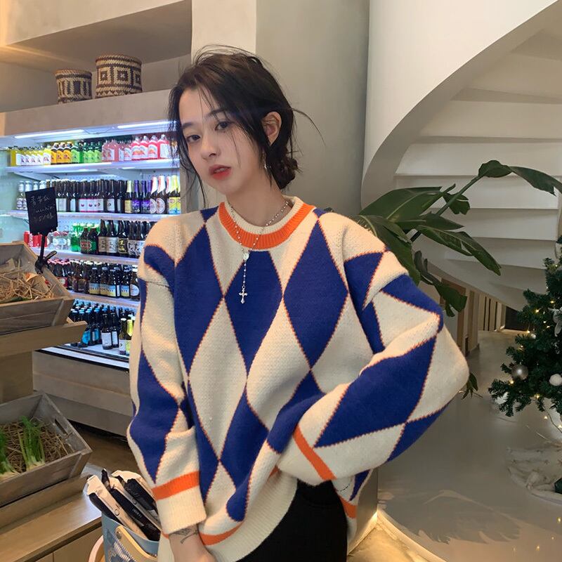 スプリングスタイルプルオーバー セーター ロング 春物 試着室2091362566