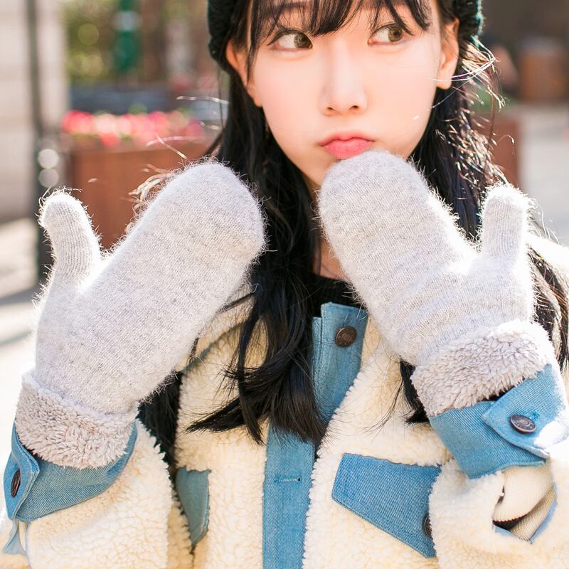 手袋のバージョン女性の冬のミトンオールインクルーシブの暖かさの肥厚とベルベット愛好家の手袋サイクリング学生の自転車の手袋 ブラック・アイド・ピーズ22272023061