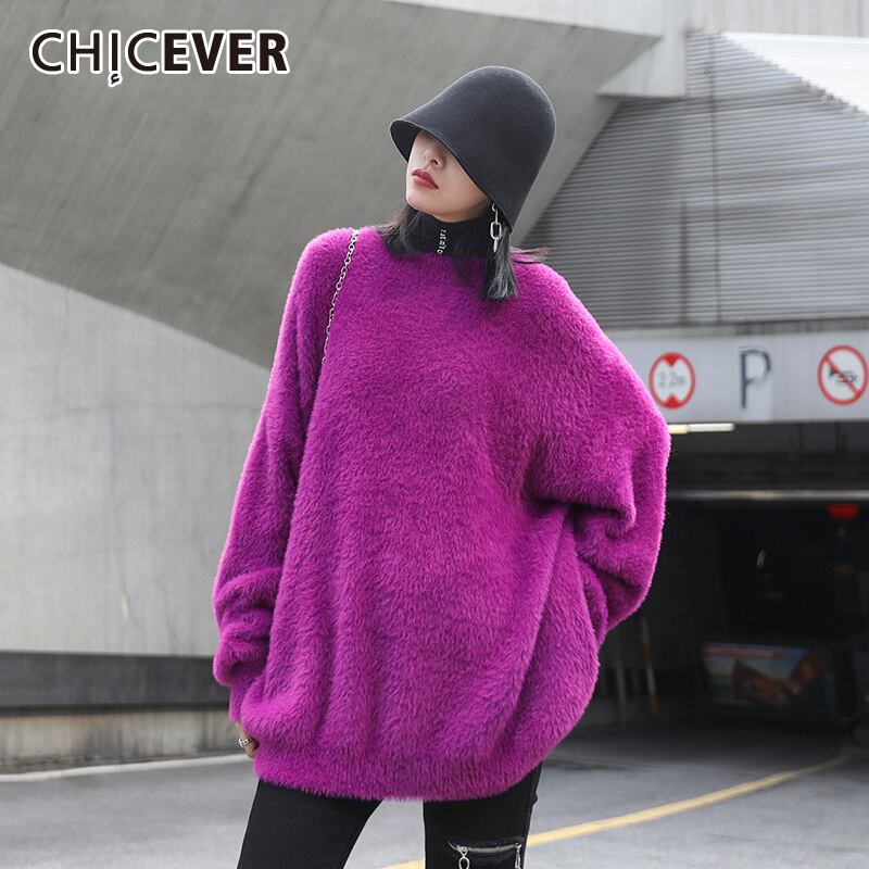 CHICEVERセーター女性Oネック長袖編みルーズ特大ニット厚手のプルオーバー2020冬スタイル ロング ウィンター 冬物 6base51184239788