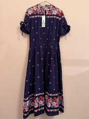 1970s Bety Barclay フラワープリントネイビードレス