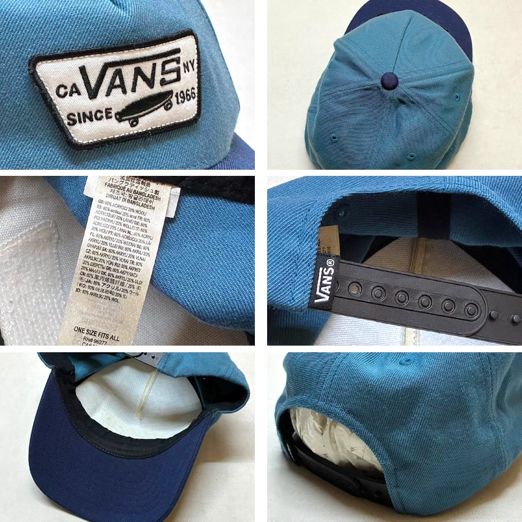 1点物◇バンズVANSスナップバック紺ツートンキャップ帽子USA古着メンズ
