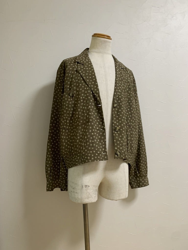 1980's Drop Shoulder Design Patterned Short Jacket