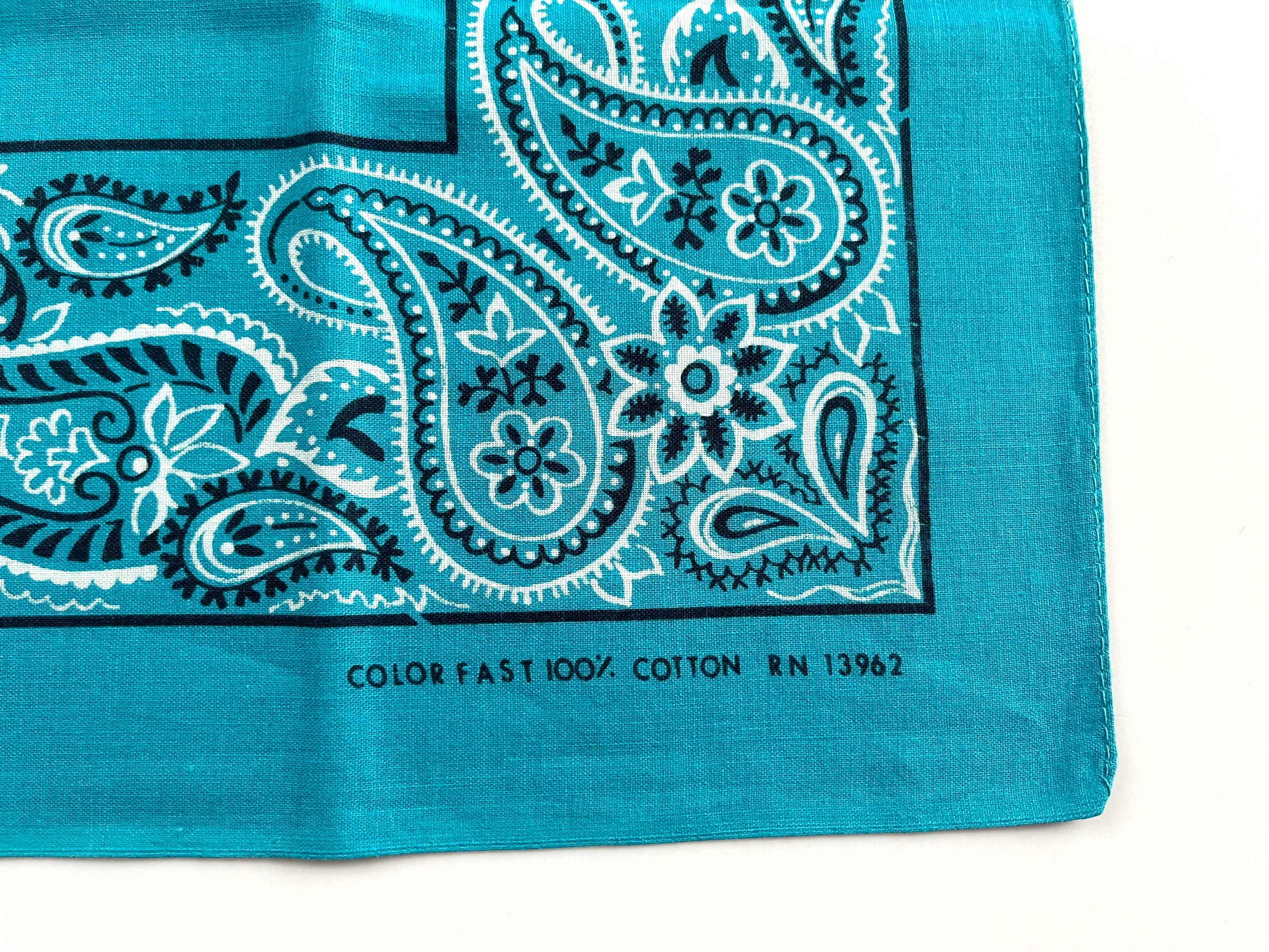 ターコイズブルー】RN13962 ペーズリー ヴィンテージバンダナ MADE IN