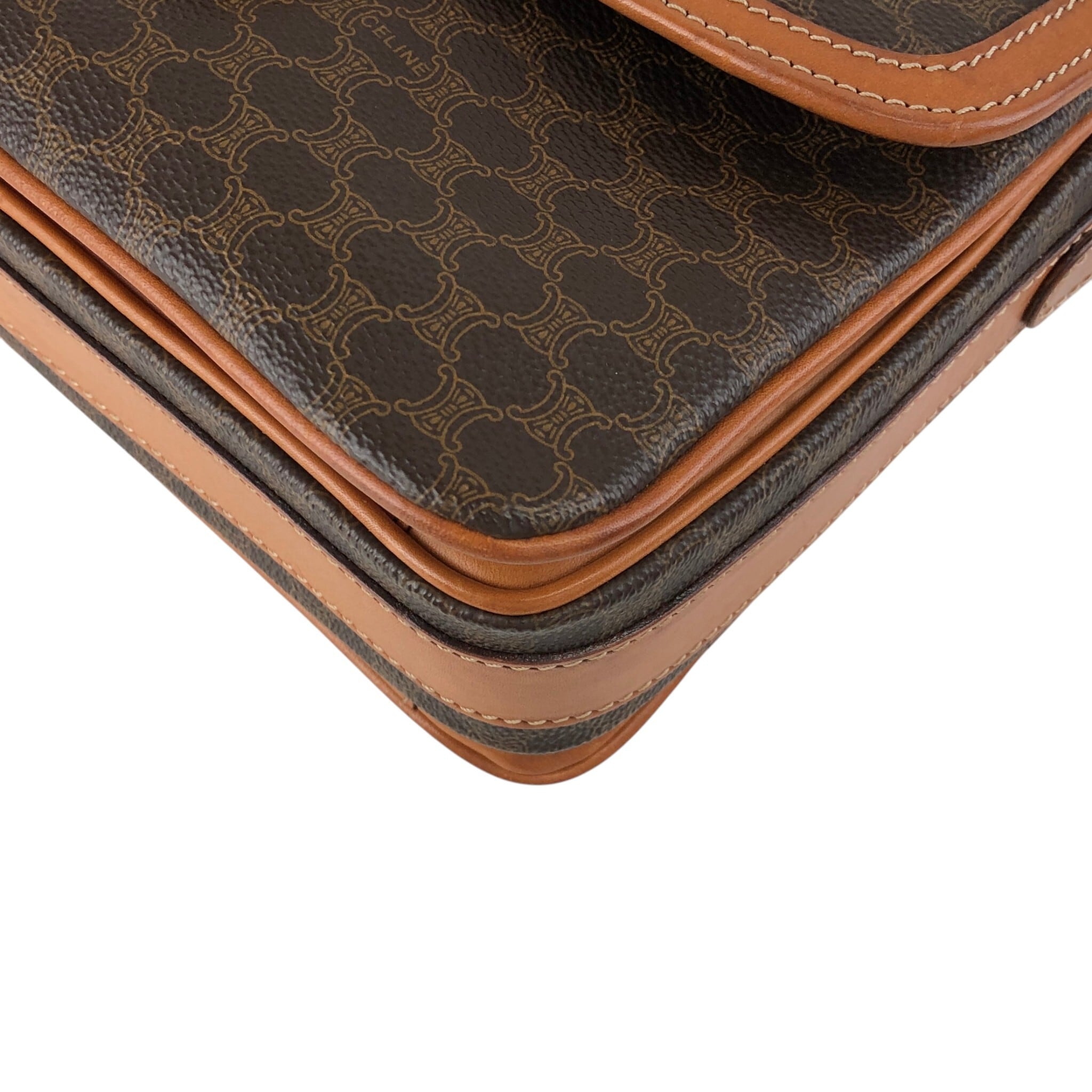 【極美品】セリーヌ　ショルダーバッグ　トリオンフ　総柄　ホースビット　レザー　茶 CELINE セリーヌ ショルダーバッグ ブラウン ホースビット PVC vintage