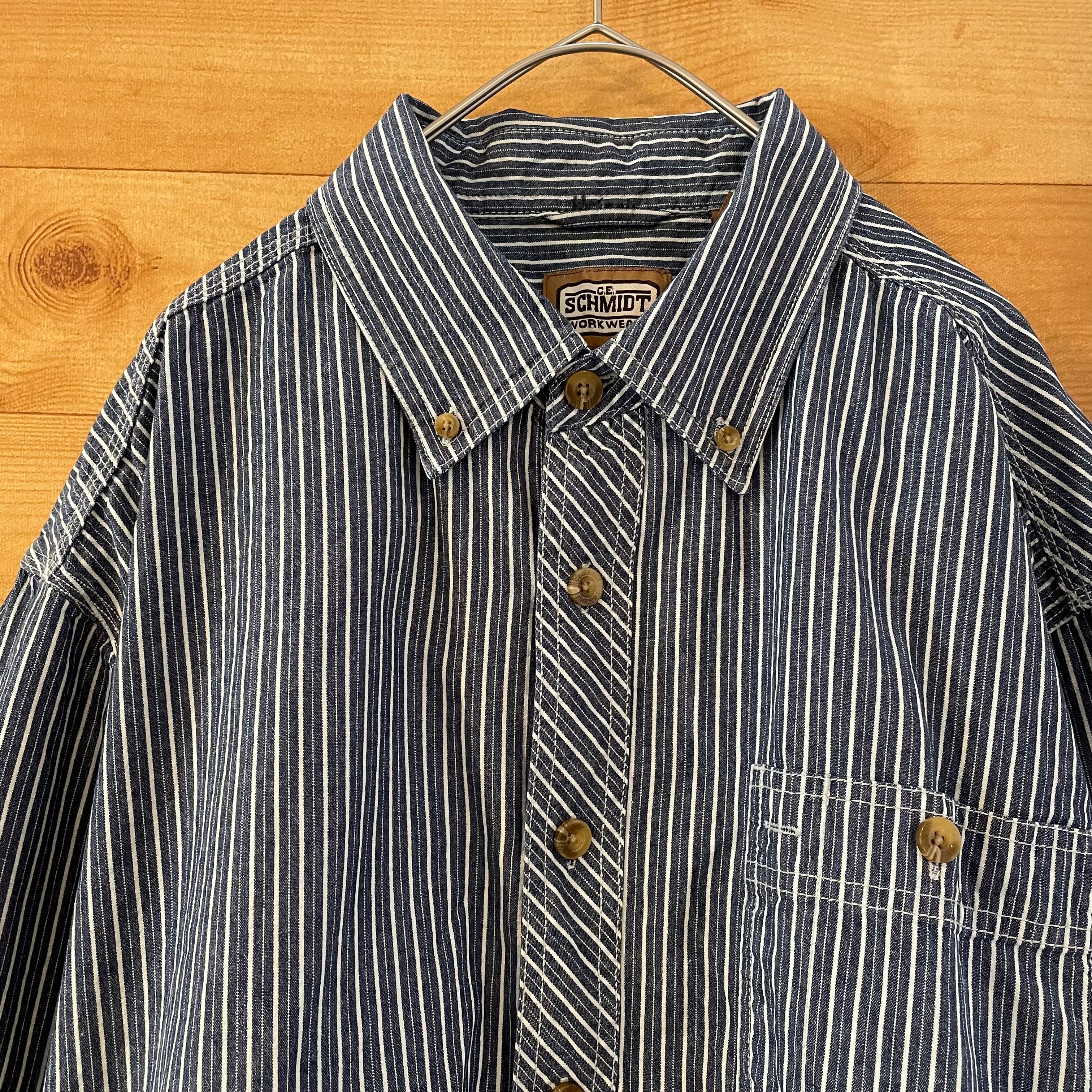 SCHMIDT WORKWEAR】ストライプ 総柄 長袖シャツ XL ビッグサイズ ...