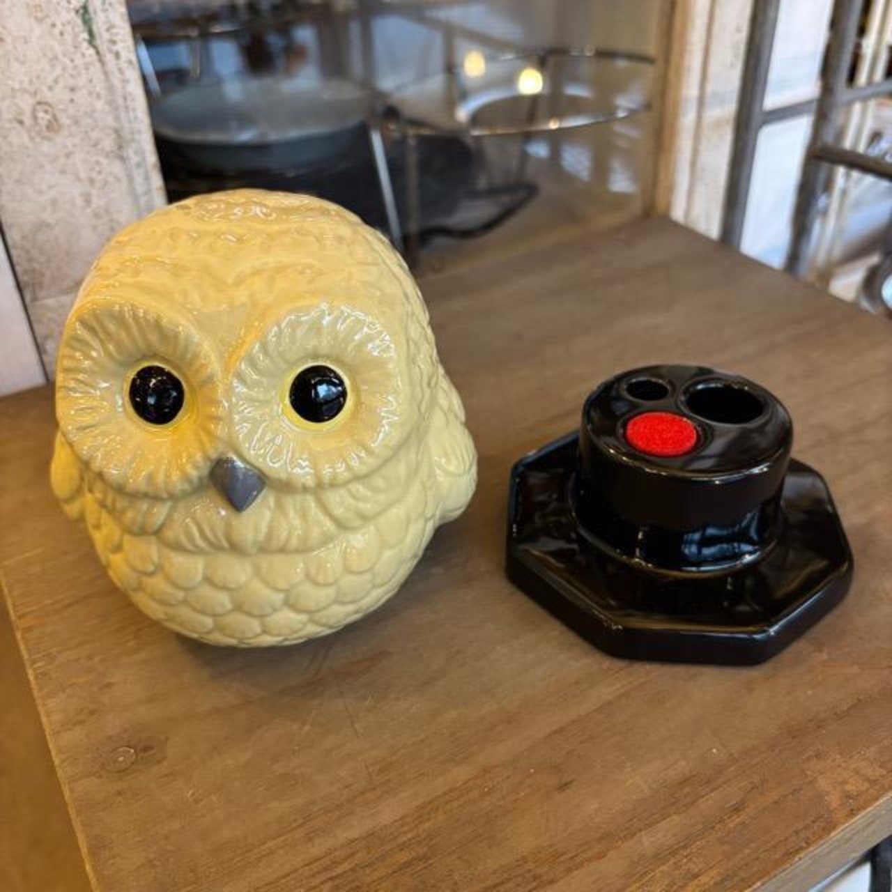 China Owl Seal Holder Object 中国 フクロウ印鑑入れ 置物 インテリア雑貨 ギフト 飾り