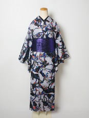 【受注商品】RumiRockセオαゆかた「樹上の動物」グレー　[A1698]
