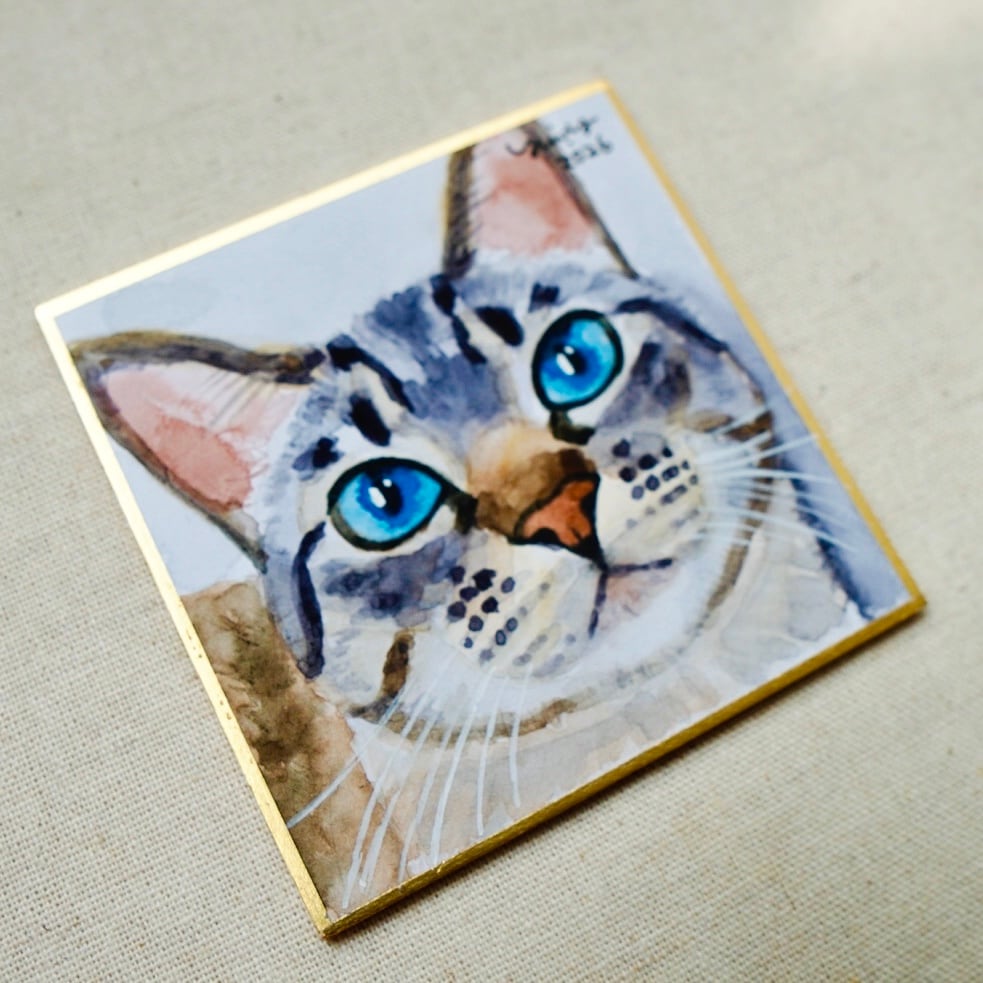 猫の絵 409 水彩画 原画 シャムトラ | Forest cat