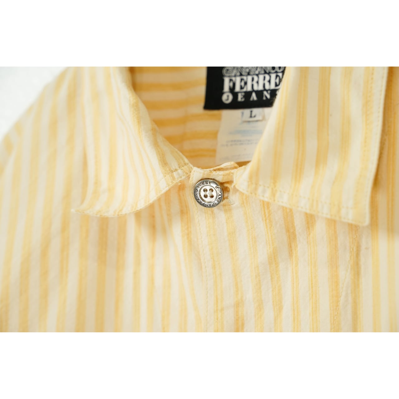 SALE】ストライプシャツ 半袖シャツ 古着 イエロー PA256 | Pickle