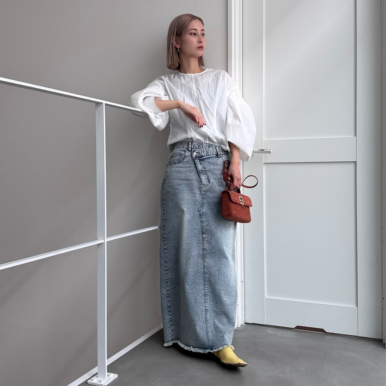 【キャンセル分】リメイクライクラップデニムSK/ブルー