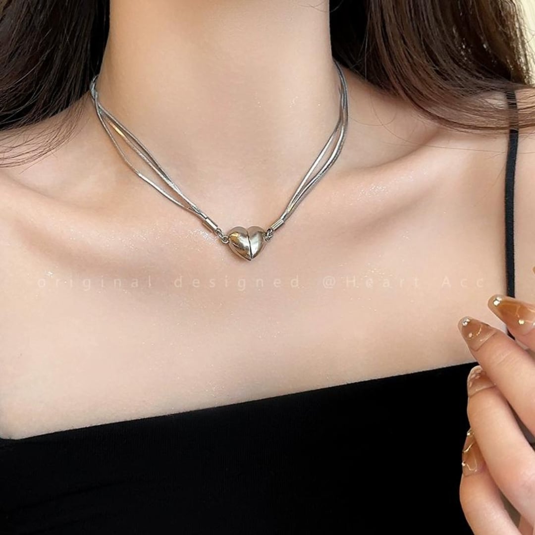 純銀のハート 鎖チェーン ネックレス ファッション シンプル 高級感