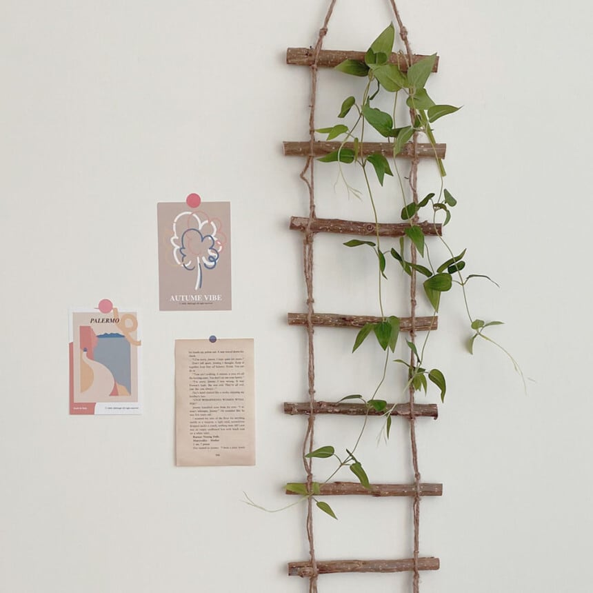 wood hanging ladder / ウッド 壁掛け はしご ポスター 木製 韓国 インテリア 雑貨