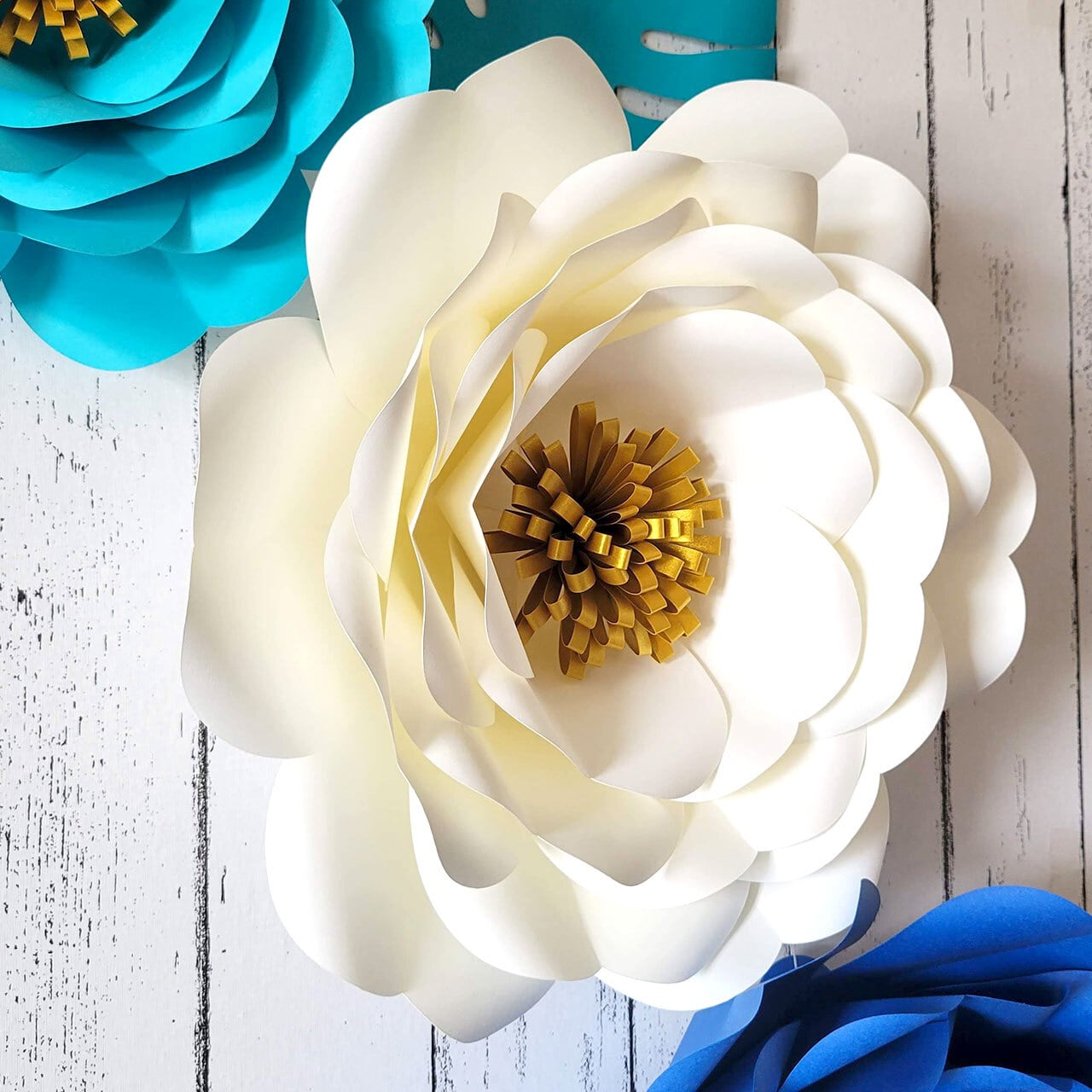 ジャイアントフラワー「ホワイト＆ゴールド（小）」手作りキット