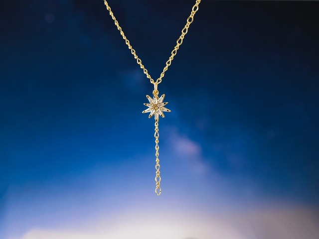 【 Y字ネックレス／45cm】夜空に輝く大人の星（14kgfに変更可能）