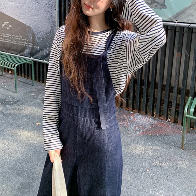 wide-leg denim overall J00126