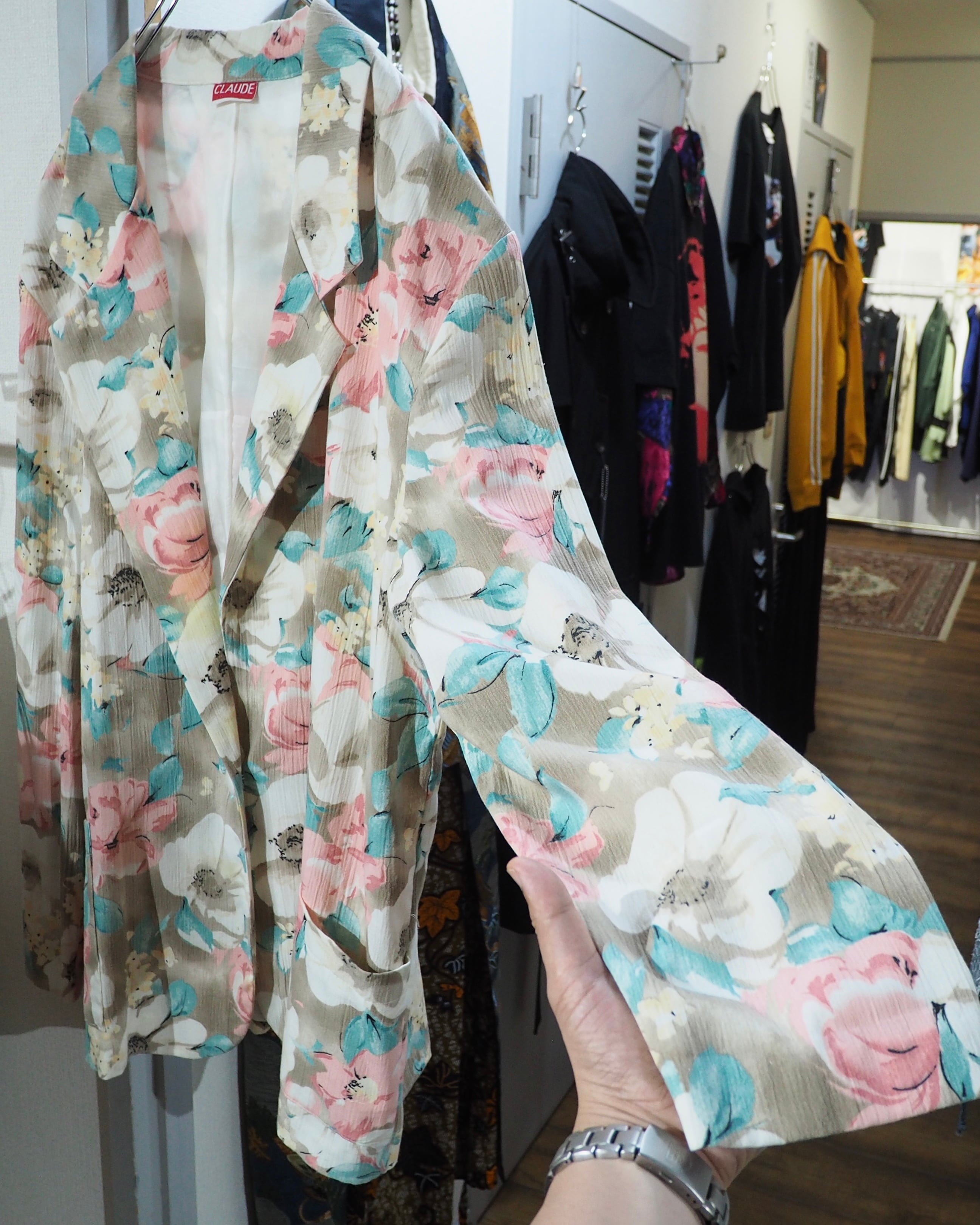 Beautiful Flower pattern vintage loose Easy Tailored Jacket