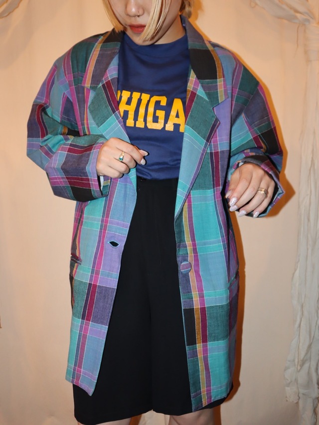 plaid tailored jacket【8001】