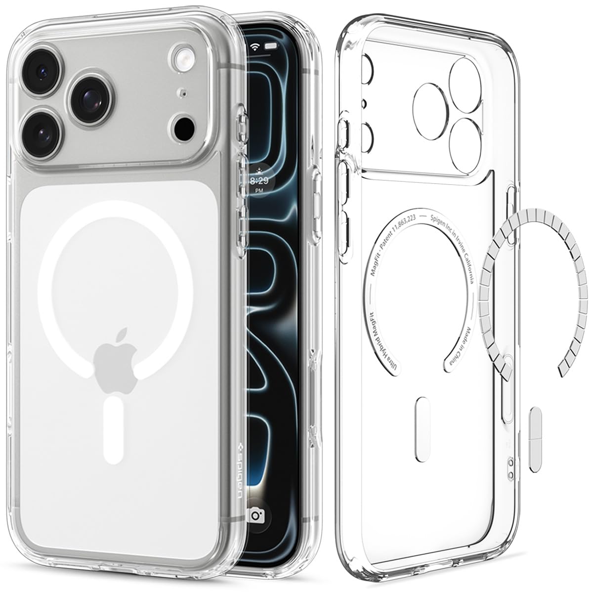 Spigen iPhone 18 Pro / 17 Pro ケース MagSafe対応 透明 ウルトラ・ハイブリッド・マグフィット(クリア・ホワイト)