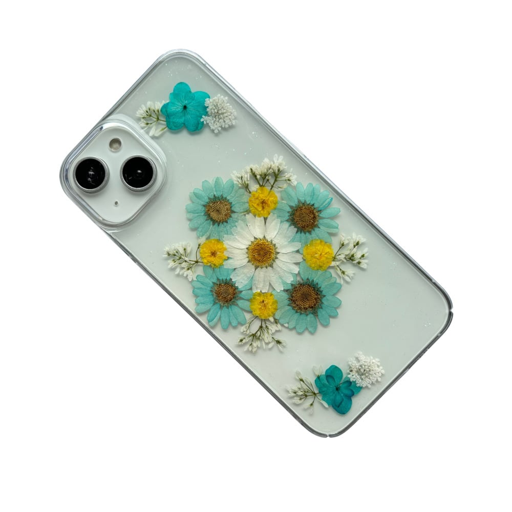 ほぼ全機種対応スマホケース】押し花スマホケース NO.517(ブルー