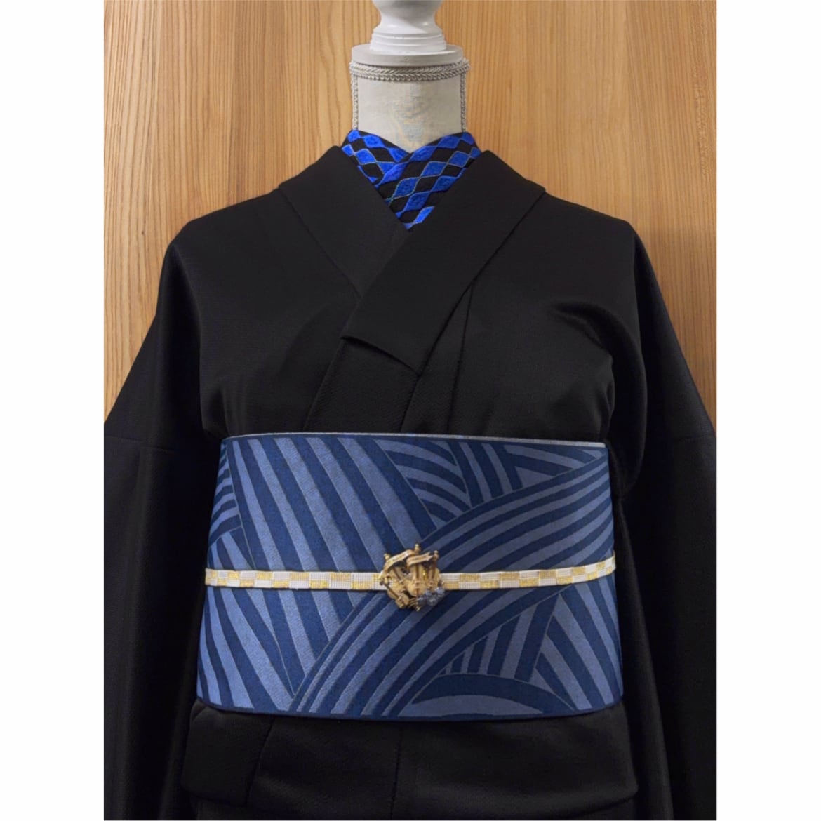 新品】楸堂オリジナルカスタマイズの黒無地ジャージ着物(ターコイズ