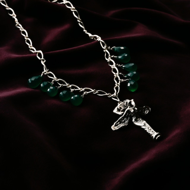 Rose Royce Flying Lody & Green Agate Necklace